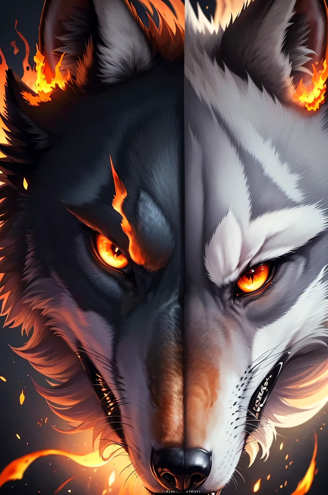 (Extremely detailed wallpaper of a wolf on fire in 8k),(work of art), (best qualityer), (ultra detali), (Best illustration),(melhor ombre), (ombre, detailedeyes:1.1), (burning battle background:1.2), ,break , mod3, to use as a profile, no armor, no blue fire
