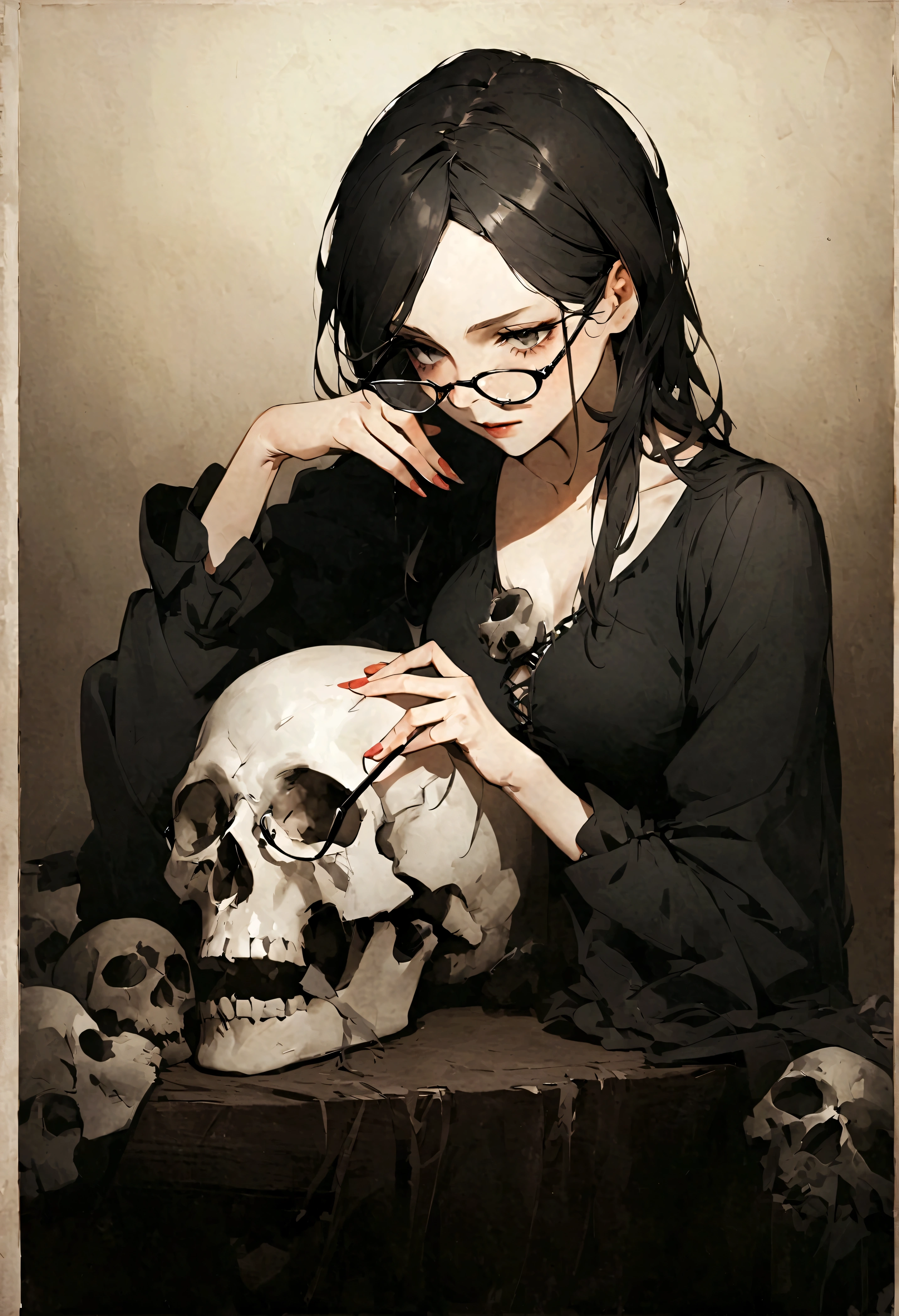 taking off the glasses,dark, skull,girl