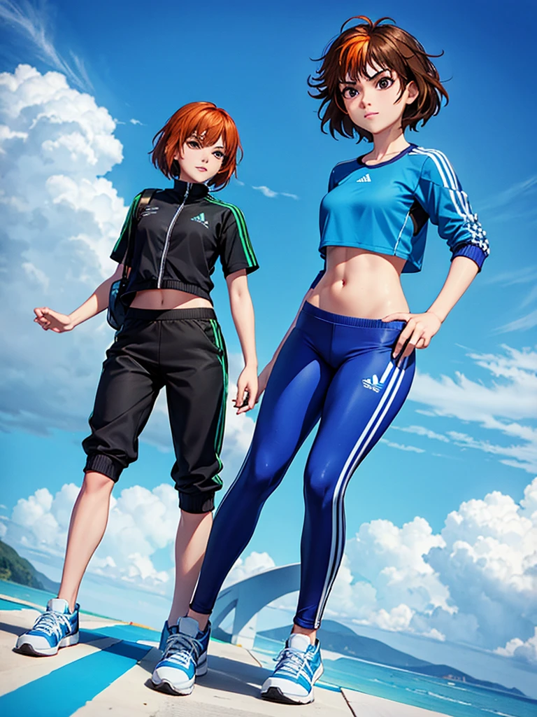 merula, full body, blue adidas sport pants