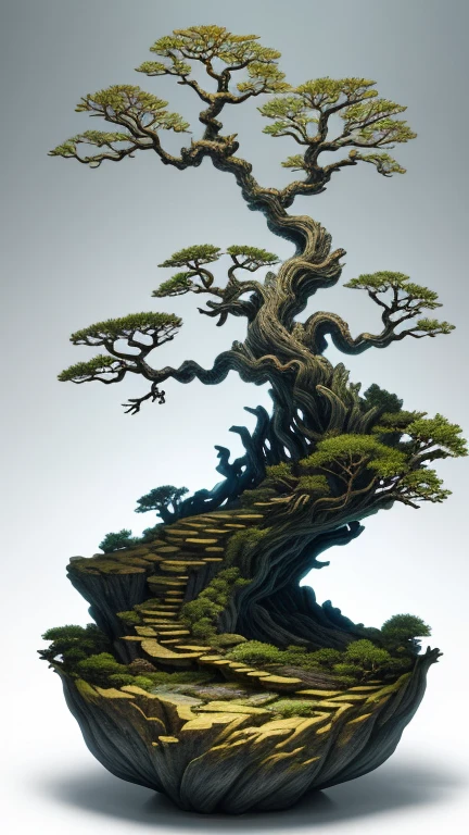 best quality, realistic, photorealistic, divine tree entangled with dead roots with many twining roots and mountains and sea corals, "unique pots of relief and steep cliffs"
((Miniature landscape)),(Chinese architecture),Divine Tree,
very detailed carving on sea coral rock "pot with root relief",
Ultra wide angle, Accent Lighting, Volumetric Lighting, backlight, (detailed light),((very subtle and beautiful)),dramatic_shadow,ray_tracing,hdr