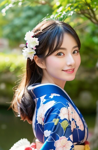 (Light makeup)、(top-quality,masterpiece:1.3,超A high resolution,),(Ultra-detail,Caustics),(Photorealsitic:1.4,RAW shooting,)Ultra-realistic capture,(32k,high detal,high-detail、masterpiece,Attention to detail,full body Esbian,solo,Lori:1.6),Raw photo & realistic atmosphere,beautiful dark blue eyes,Detailed mouth,Glossy lips,Detailed eyebrows,Eyes drawn in detail with soft white skin that shines with every detail)、、 (Skin texture is natural、、The skin looks healthy with an even tone、 Use natural light and color, japanese, A dark-haired, long hair,(depth of fields、realisitic、8K UHD、hight resolution、(1girl in:1.2)、The ultra-detailliert、High quality textures、very detailed CG、High quality shadows, A dark-haired、Kyo-Yuzen、blue Kimono、park background , (Super cute face in idol style:1.4)、slim and beautiful figure、beutiful breast、A smile、full body Esbian:1.2、raining day, wet background, a Japanese woman in kimono, 20 years old, (hydrangeas flower tunnel), standing beside flower,