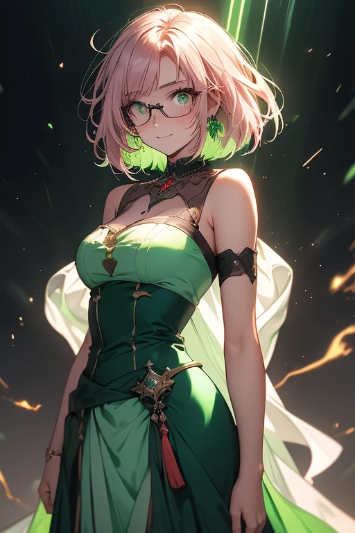 score_9, score_8, score_7_up, 

1girl,(((green:1.5)), short hair, messy hair, (ahoge), breads), ((green streak in hair)),  (multi_colored eyes,green and brown eyes, snake eyes,mascara, black eyeliners), ((glasses)), (white skin, pale skin), ((blushing, gentle smile)), (slender, large breasts, wide hips), (renaissance era green dress),

,full body, smile,blush, ,natura light,light rays,(from front),(110 degrees),
 


,90s anime retro style,highly detailed lineart,vivid colors,vulomatric lightning,(masterpiece), best quality, expressive eyes, perfect anstomy,perfect body


,galaxy Background, scenery,, very aesthetic,, extremely detailed, intricate details, PEAnimeBG

 (walking) 