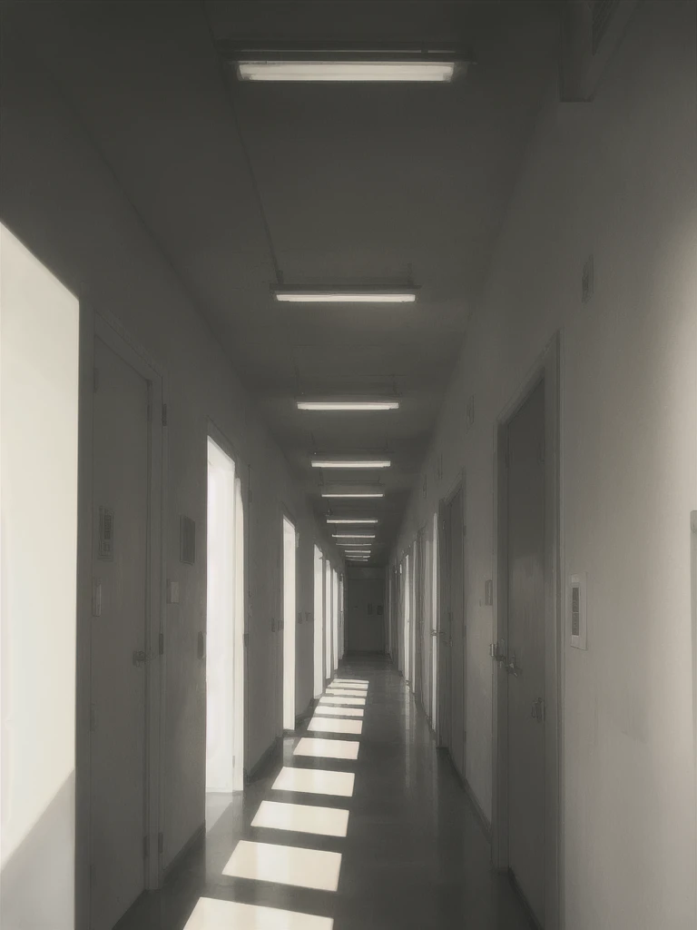 School, corridor, grey, light,