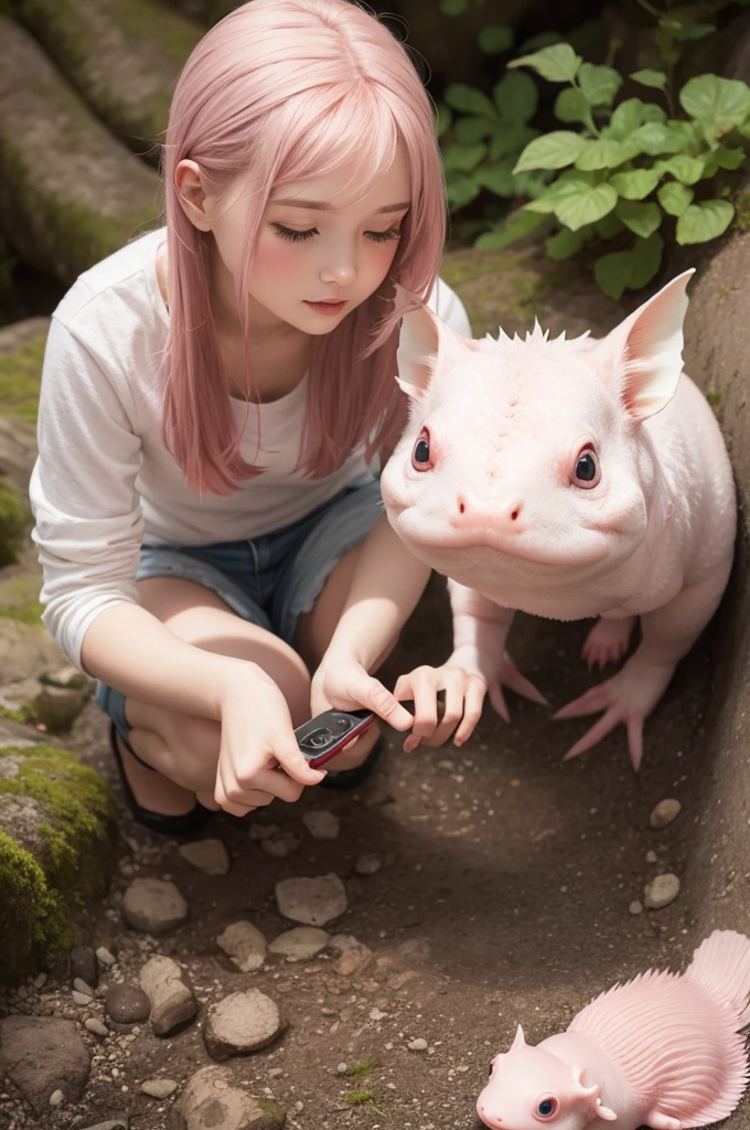 Create a cute image with the Axolotl animal