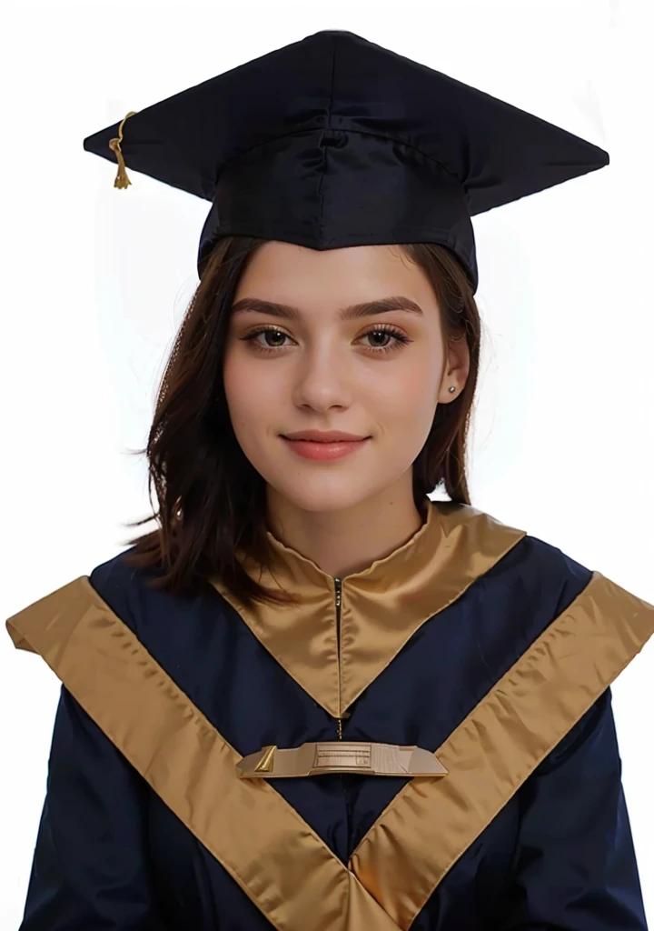 graduation photo of a girl, GIRL WITH CAP AND GOWN, initial girl, real photo