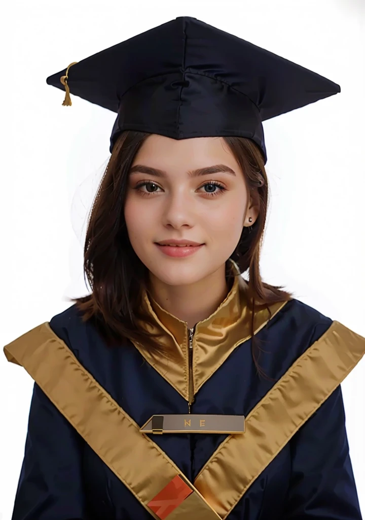 graduation photo of a girl, GIRL WITH CAP AND GOWN, initial girl, real photo