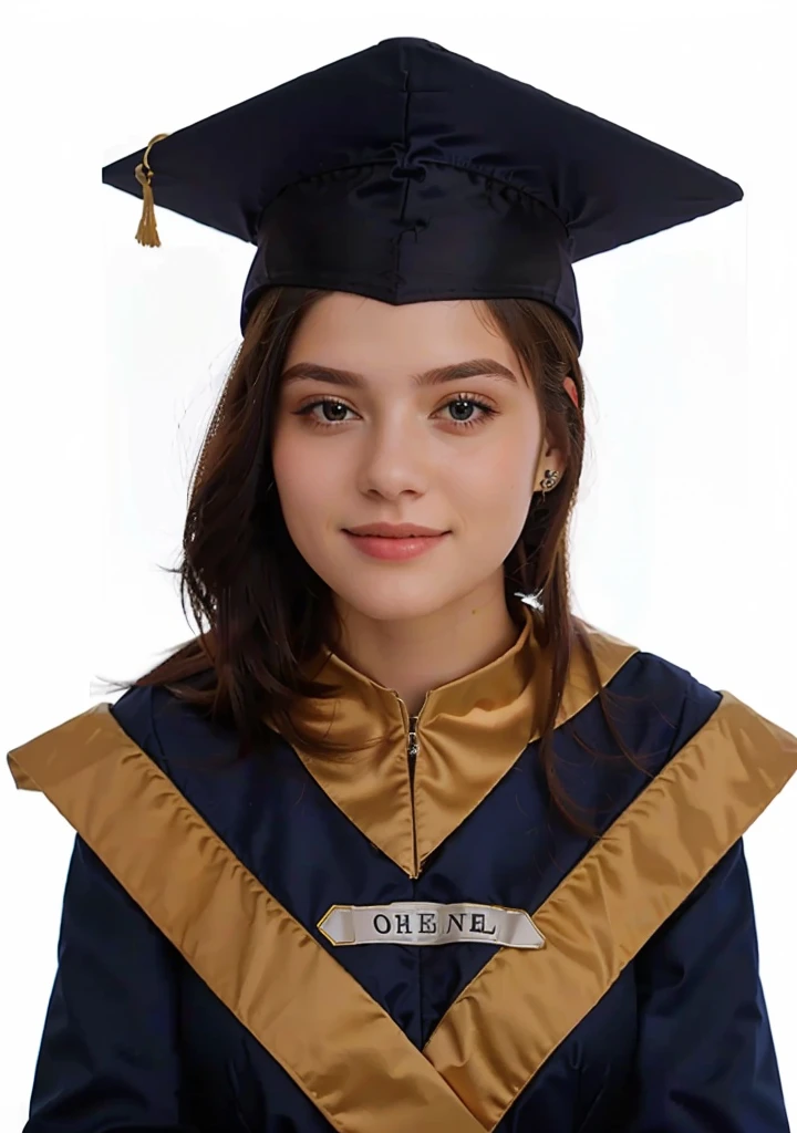 graduation photo of a girl, GIRL WITH CAP AND GOWN, initial girl, real photo