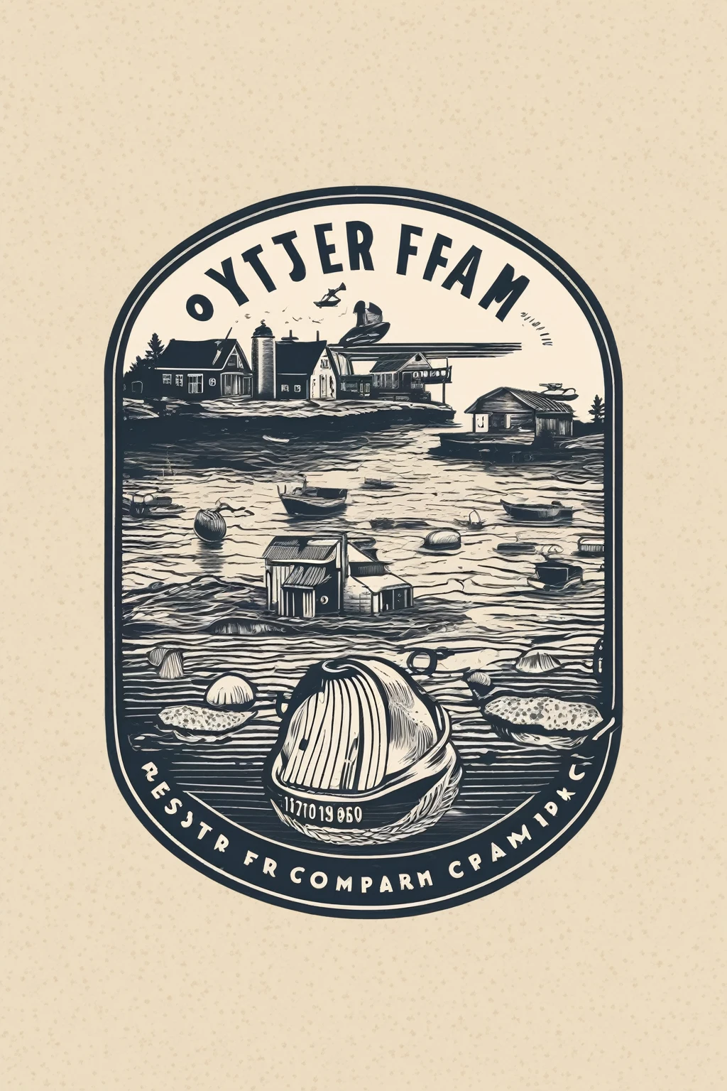 BASIC SIMPLE ink pad LOGO design oyster FARM company retro 1970