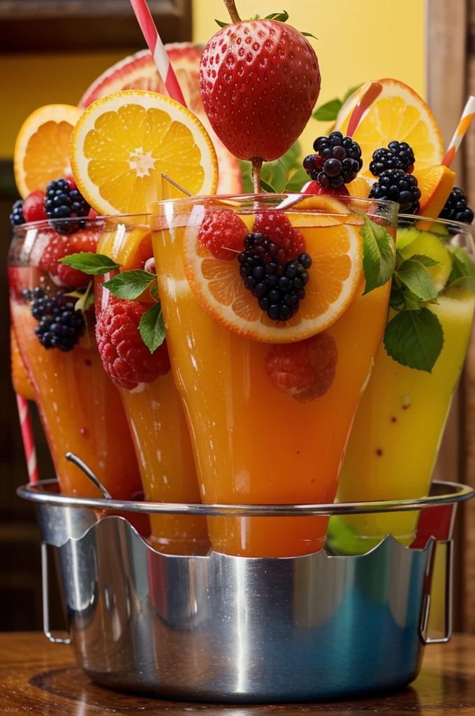 Create an image featuring a logo for a fruit juice startup named "Frutix". The logo should be vibrant and colorful, reflecting the freshness and variety of fruits used in the juices. Incorporate a playful and modern font for the "Frutix" name, and include elements such as fruits (e.g., oranges, apples, berries) in the design. The overall look should be inviting and energetic, appealing to health-conscious and fun-loving customers.