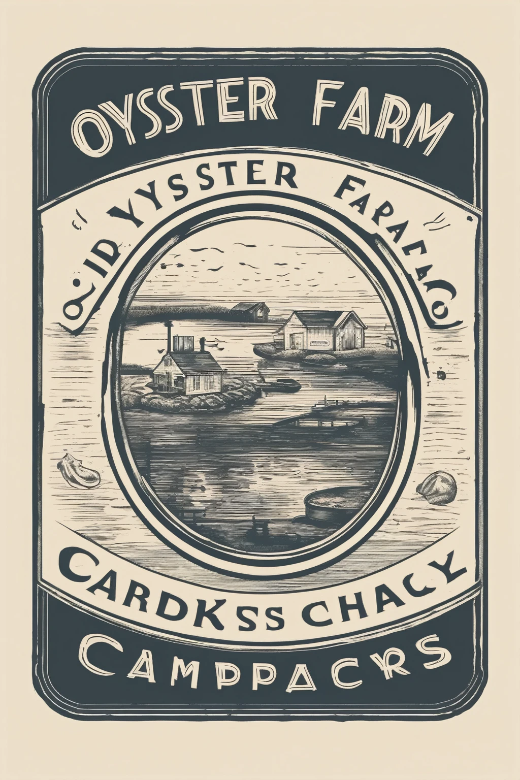 BASIC CIRCLE LOGO,  ink pad LOGO design oyster FARM company old school retro 1970