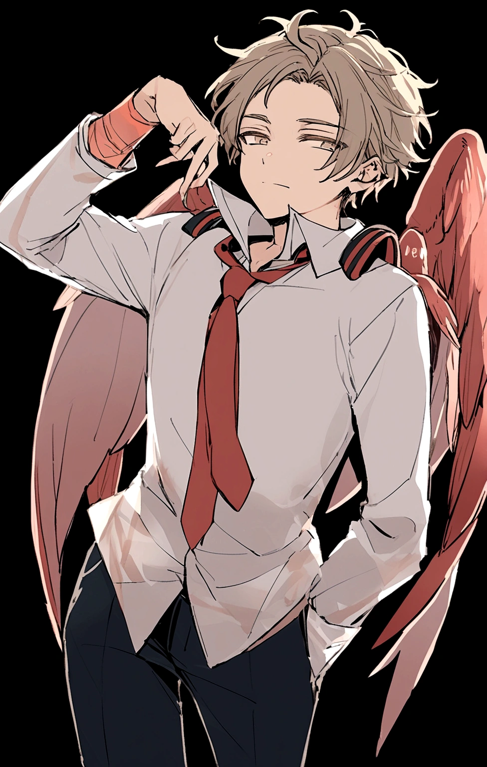 Cute boy with red wings