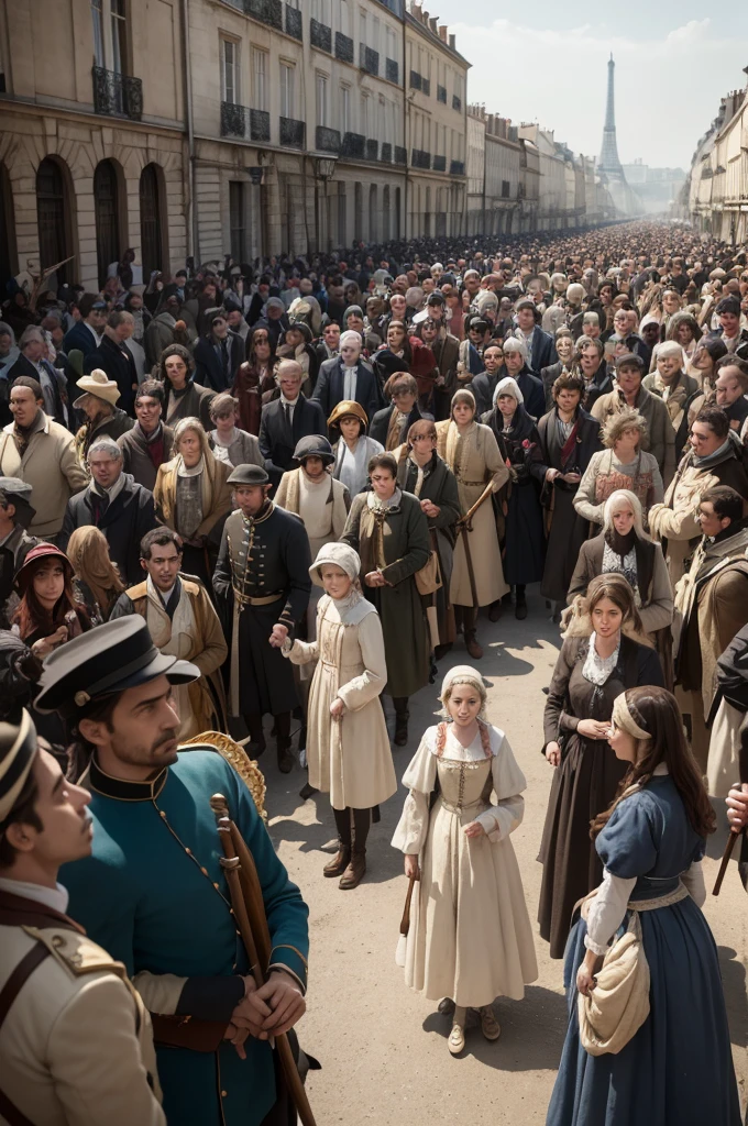 standing together, Émilie and Pierre joined a crowd of desperate Parisians. craftsmen, peasants, dissatisfied intellectuals and even nobles marched towards the fortress. They carried sticks, sickles and a thirst for justice. A revolt was not ar.