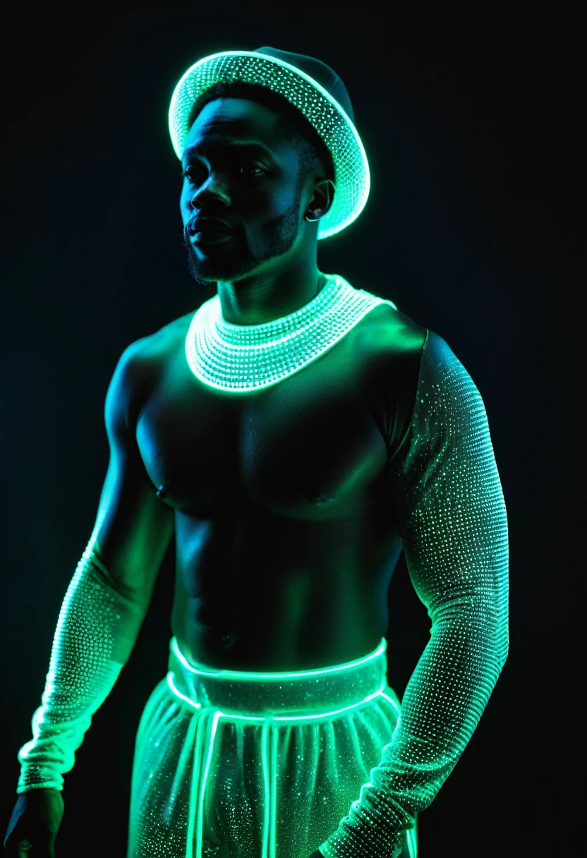 Black man in luminescent clothing