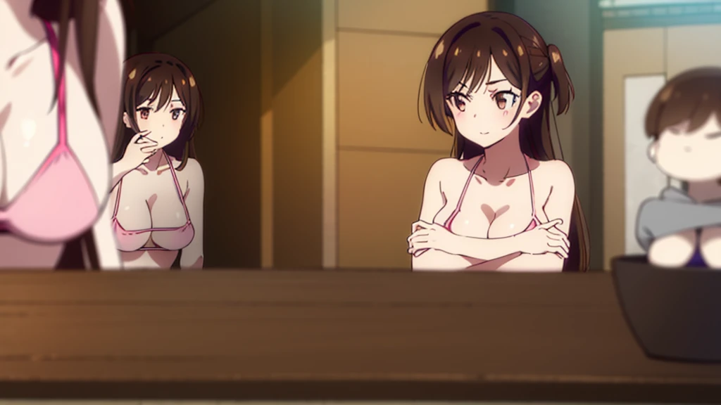 mizuharachizuru, chizuru ichinose, long hair, bangs, brown hair, (brown eyes:1.5), smile, large breasts, pairing a character with their own self, lineup, 5girls, multiple girls,
BREAK navel, cleavage, collarbone, swimsuit, bikini, side-tie bikini bottom, (pink bikini:1.5), outdoors, beach, island, looking at viewer, (masterpiece:1.2), best quality, high resolution, unity 8k wallpaper, (illustration:0.8), (beautiful detailed eyes:1.6), extremely detailed face, perfect lighting, extremely detailed CG, (perfect hands, perfect anatomy), full body, sexy body, seductive appearance and posture, best quality, high quality, Very detailed anime screencap, {{{{squeeze, multiple girls, Thousands of sisters, Millions of sisters,Billions of sisters, clone, clone, Matching clothing, Match hairstyle}}}}