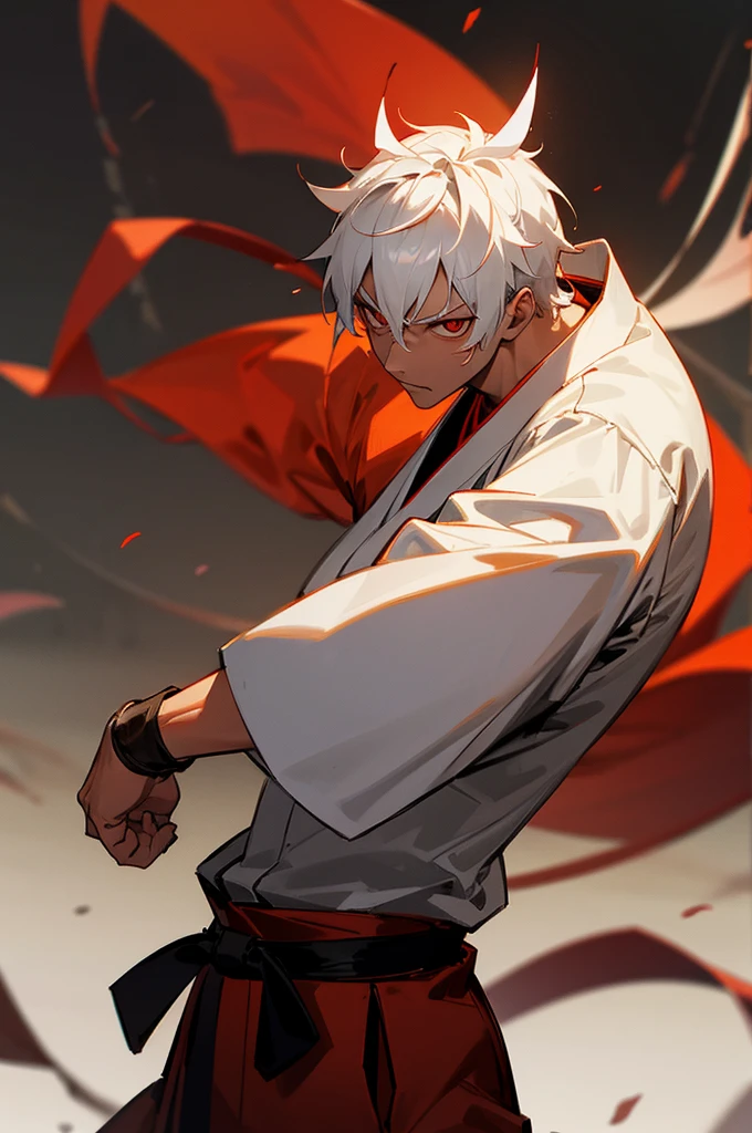Haori, Adult, Male, Demon, Demon Skin Color, Temple Background, Martial artist Gi, Fighting pose.