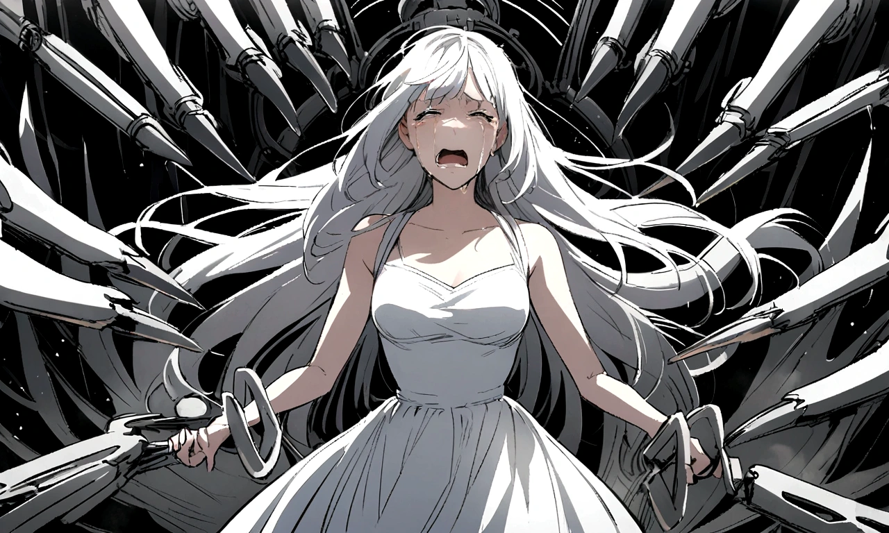 detailed facial expression, beauty, crying expression, cry, shout, reject.