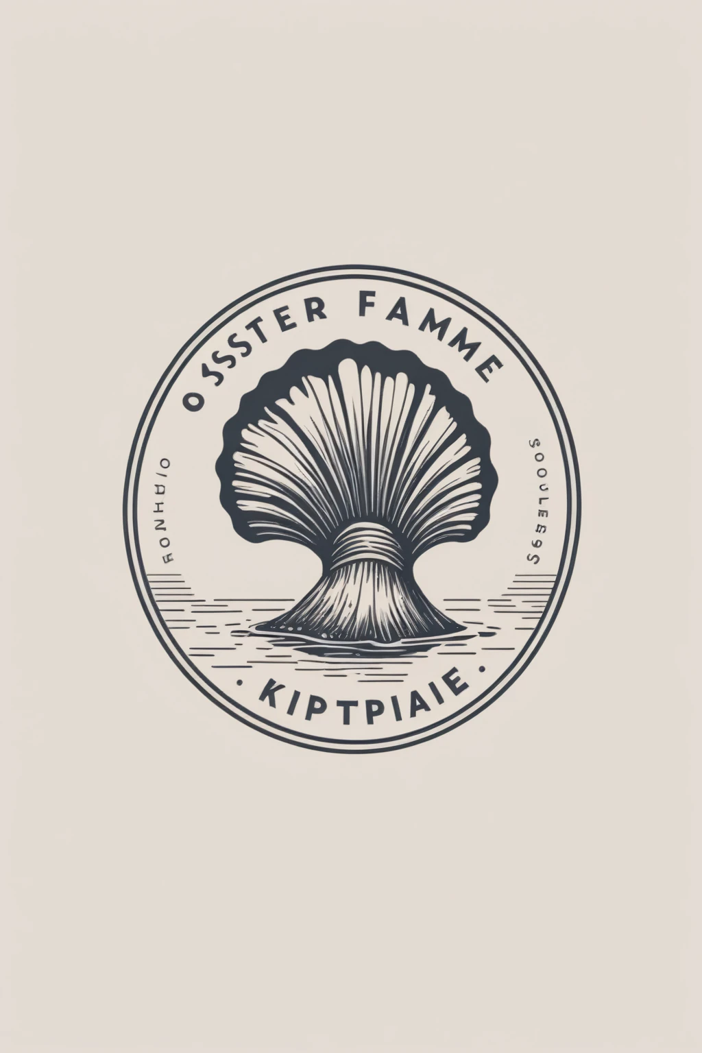 MINIMALIST, CIRCLE LOGO, TAMPON A ENCRE LOGO CIRCULAIRE, LE MOINS DE détail POSSIBLE , design oyster FARM company old school retro 1970 oyster farmer hippocampe /HUITRES