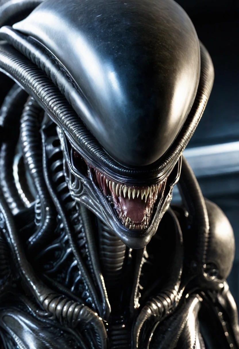 (((Extreme close-up Xenomorph Alien the eighth passenger fused with (((He didn't come))) universe Dragon Ball Z front images Color Splash)))