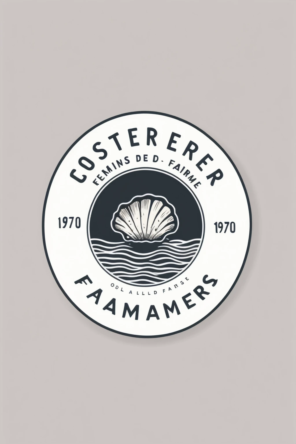 MINIMALIST, CIRCLE LOGO, TAMPON A ENCRE LOGO CIRCULAIRE, LE MOINS DE détail POSSIBLE , design oyster FARM company old school retro 1970 oyster farmer HUITRES