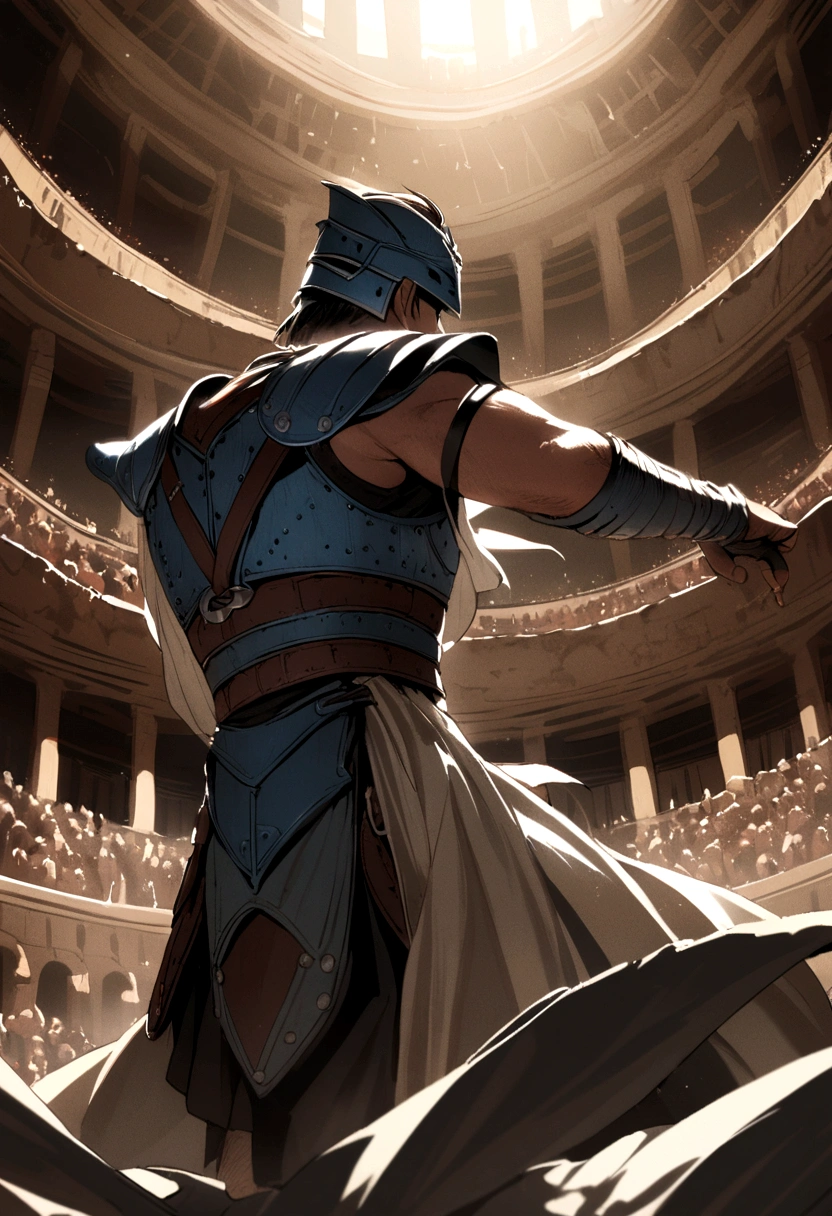 Russell Crowe as Ridley Scott's Gladiator, epic scene in the Colosseum
