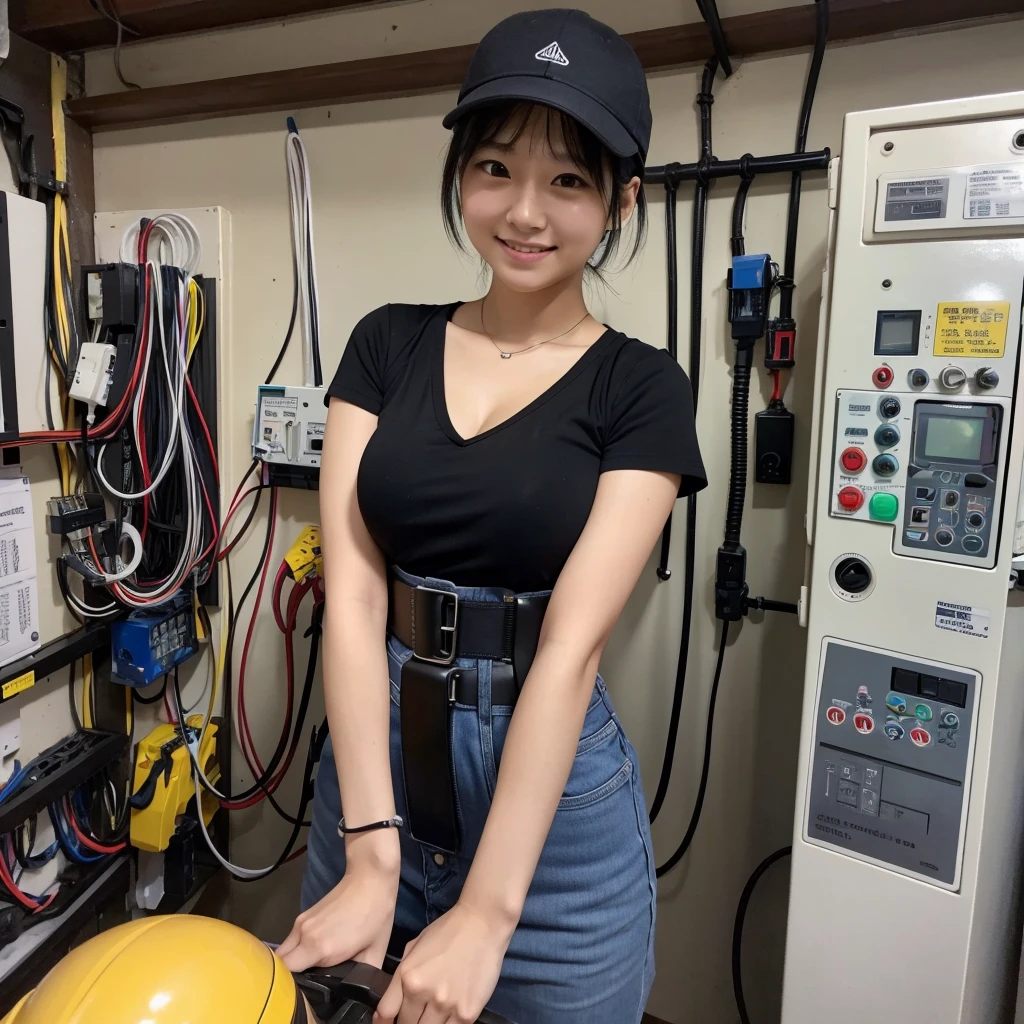 - **name**: Naomi Sakura(Sakura Naomi)
- **Age**: 28 years old - **Profession**: Electrical worker - **Appearance**: with short cut black hair、With a bright and cheerful expression、Wearing work clothes。Always wear a helmet and tool belt。
- **character**: Diligent and serious。Being a team player、I have strong opinions。Curious about new technologies。
- **background**: I've been interested in machines since I was a .、After graduating from technical high school、I chose to become an electrician。Now、I work for a local electrical contractor.、They repair and install electrical equipment for homes and businesses.。
- **skill**: Electrical wiring、Installation and repair of switchboards、Installation of solar power generation system、Knowledge of electrical safety standards。
- **hobby**: DIY、Electronic work、Motorcycle touring。
- **Special Notes**: Active in a workplace with few women、Have a friendly attitude towards providing guidance to juniors and apprentices。
Big Breasts