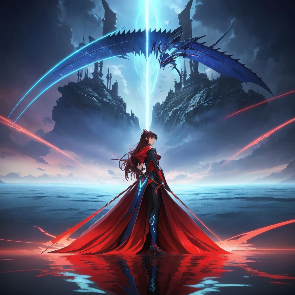 a woman in a long red dress holding a large blue scyther, anime art wallpaper 8 k, anime epic artwork, anime art wallpaper 4 k, anime art wallpaper 4k, beautiful fantasy anime, unlimited blade works, anime wallpaper 4 k, anime wallpaper 4k, 4k anime wallpaper, epic fantasy art style hd, anime fantasy artwork, hd anime wallaper