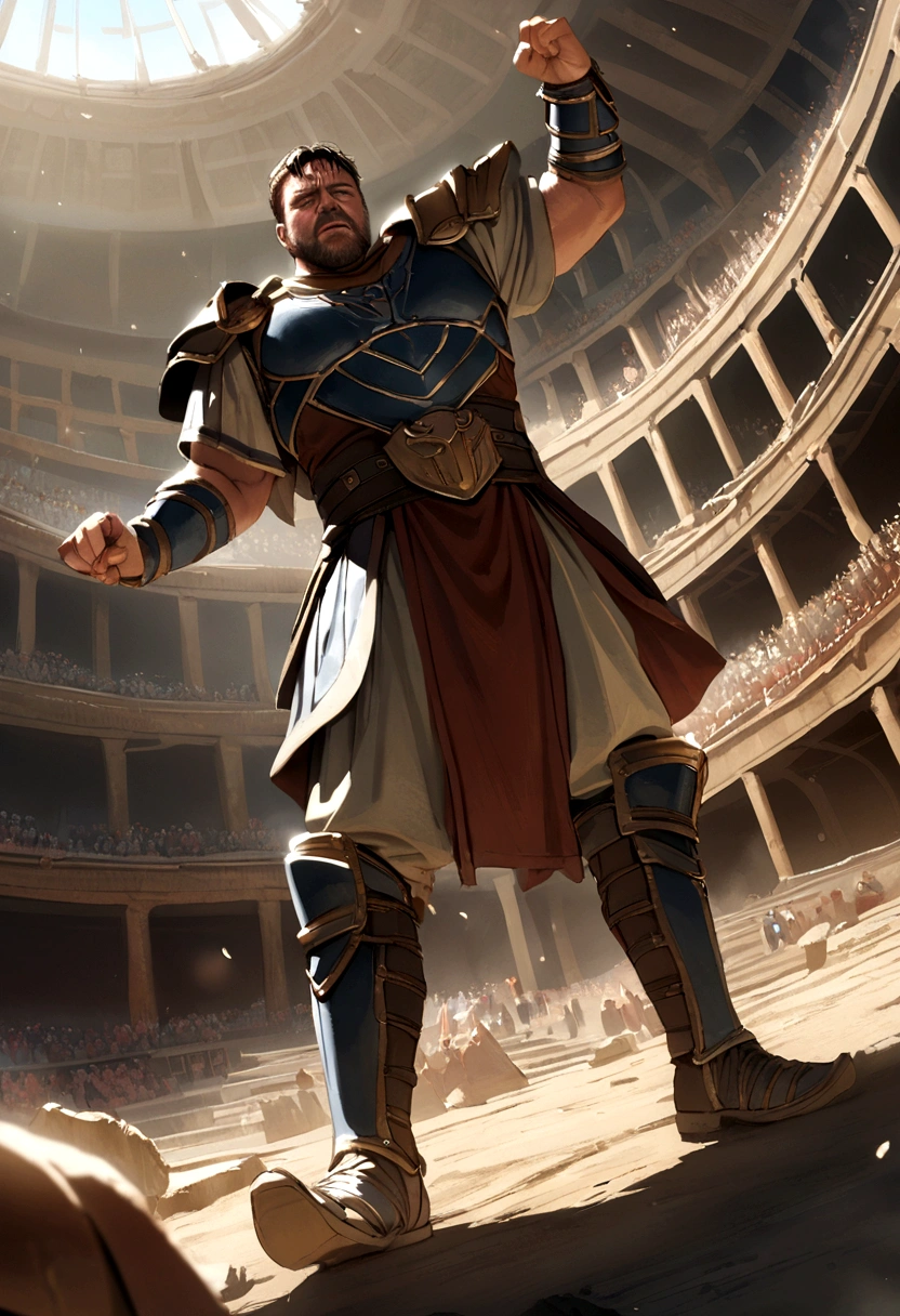 Russell Crowe as Gladiator, epic scene in the Colosseum