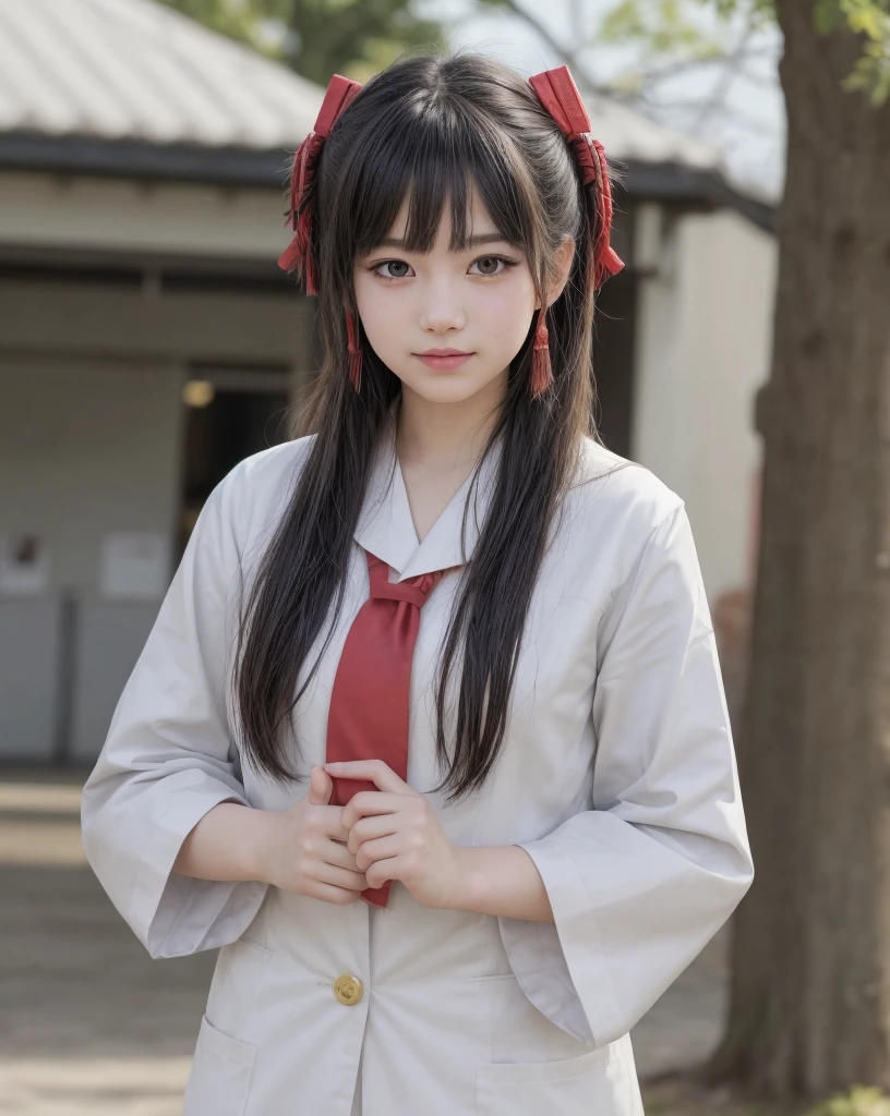 Create a student dressed in an Asian style uniform for the yearbook