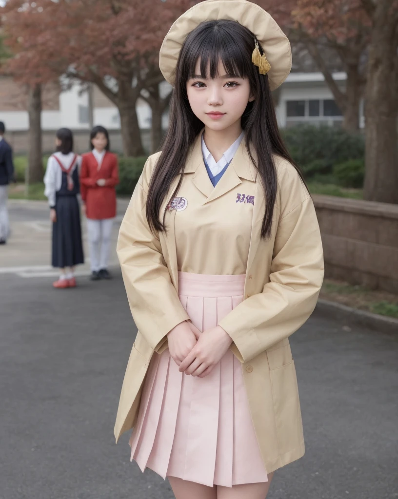 Create a student dressed in an Asian style uniform for the yearbook