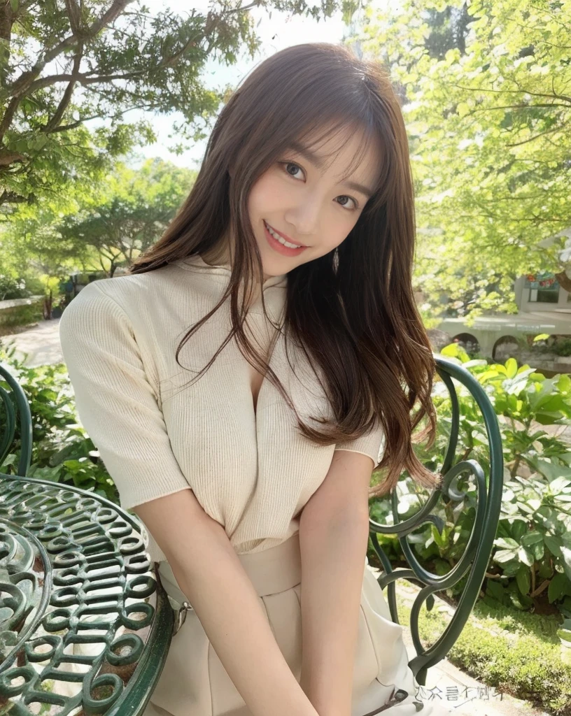 ((masterpiece, Top image quality, high resolution、solitary、Radiant Skin))(on the table, best quality, Practical, Very detailed, meticulous, high resolution, 8k wallpaper), Close-up portrait of a beautiful woman, like, Smile, Light brown messy hair, Perfect dynamic composition, 美丽meticulous的眼睛, Like the cover of a fashion magazine, On Campus