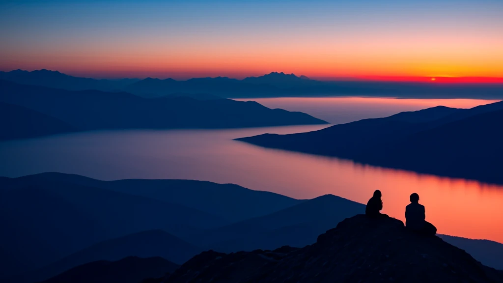 On a high mountain before dawn,There is a group of people waiting for the rising sun16:9