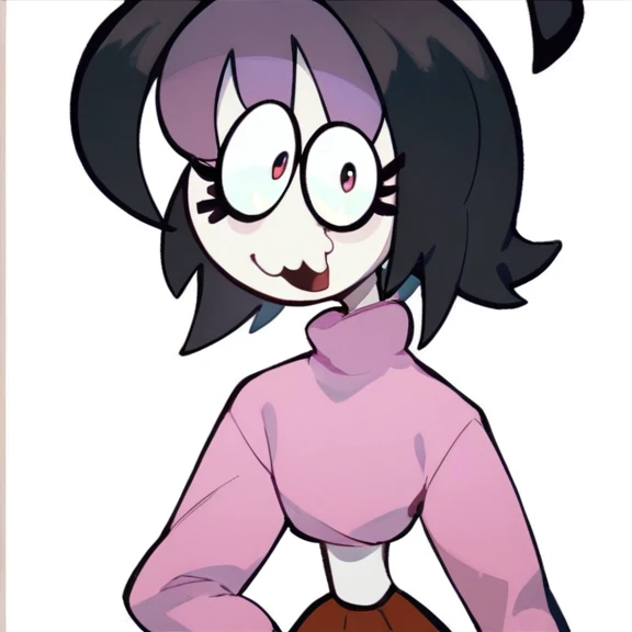 mimi lubi de cabelo curto preto com a vranja roxa de spooky month