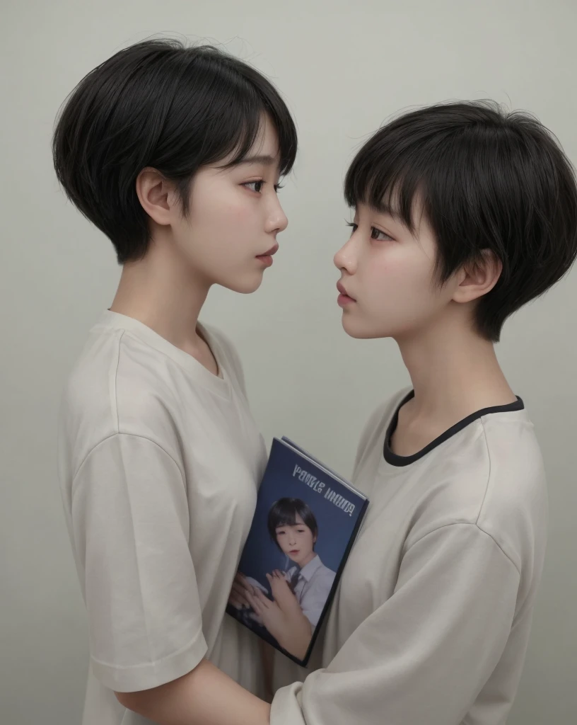 yearbook photo of a Korean girl with short hair, profile id style