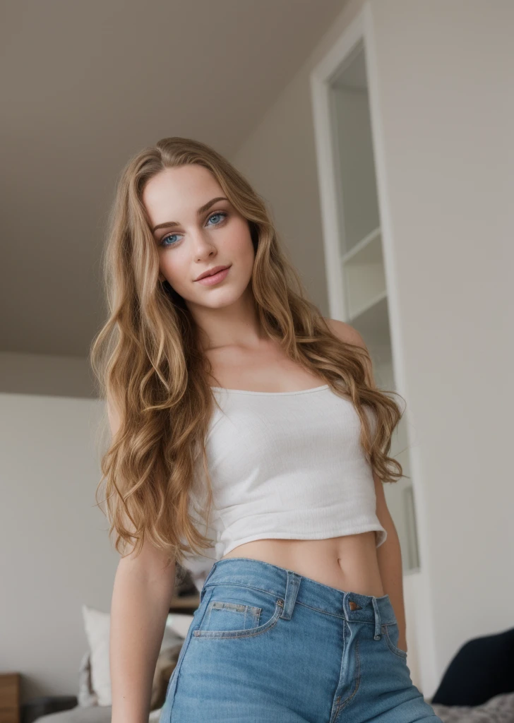 a picture of a pretty young woman, in house