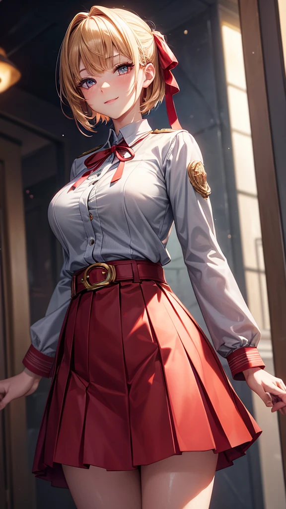 masterpiece, best quality, highres, 1girl, detailed face, blush, anime CG style, (medium breasts), (18 year old girl:1.3), (aged up), good lighting, perfect body, sakura kinomoto, glossy lips, blush, (white fishnets)