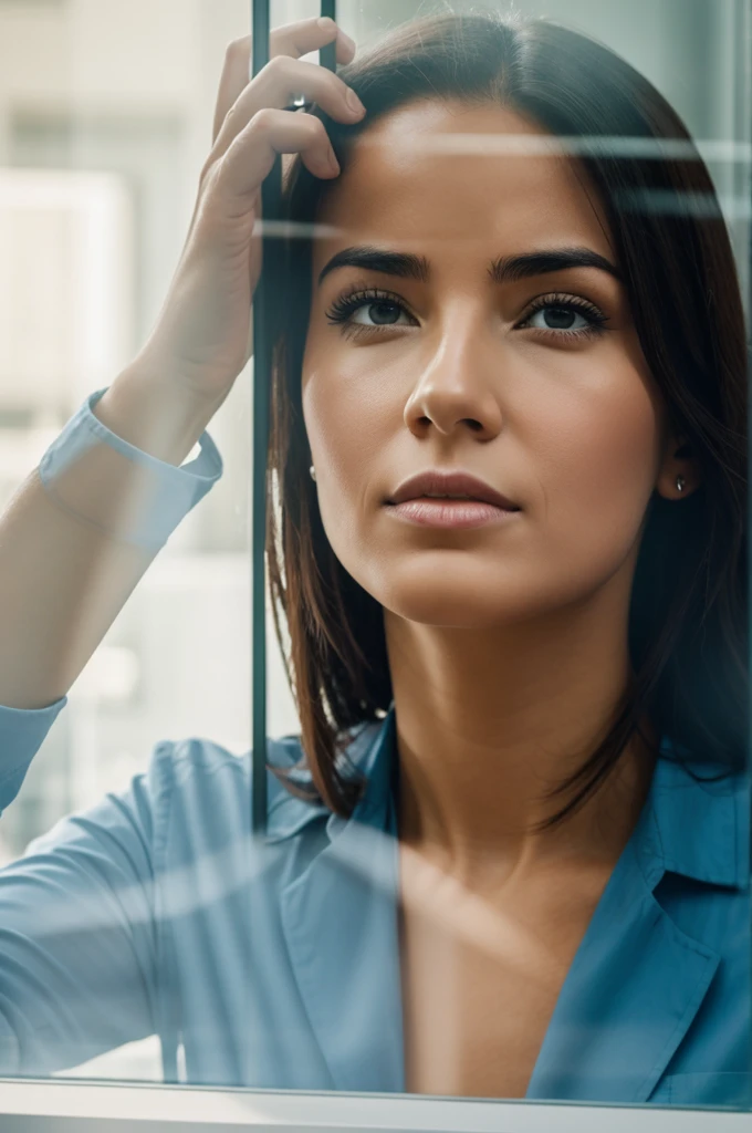 Woman pressing her face against the glass