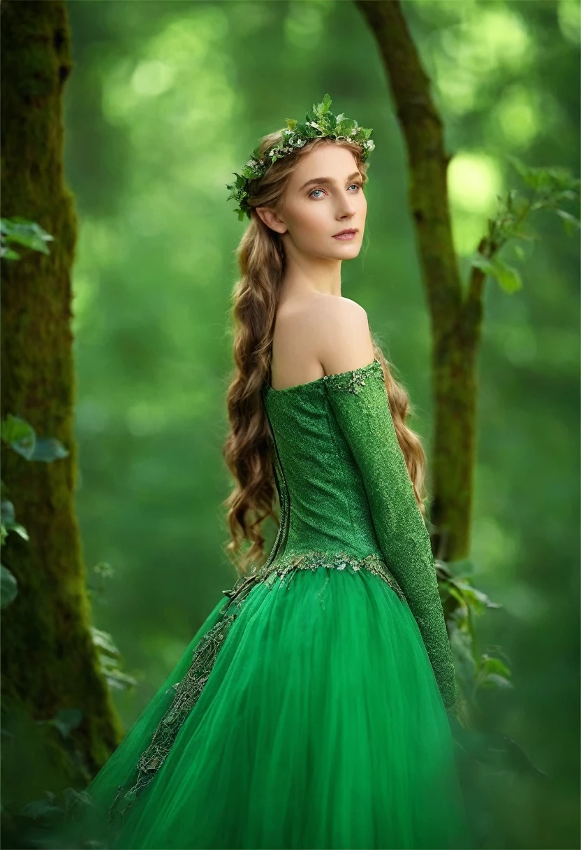 elf princess, fairy tale, fantasy, cinematic, green background, 