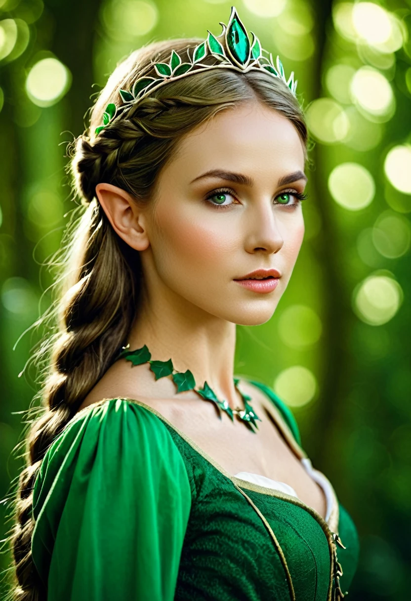 elf princess, fairy tale, fantasy, cinematic, green background,