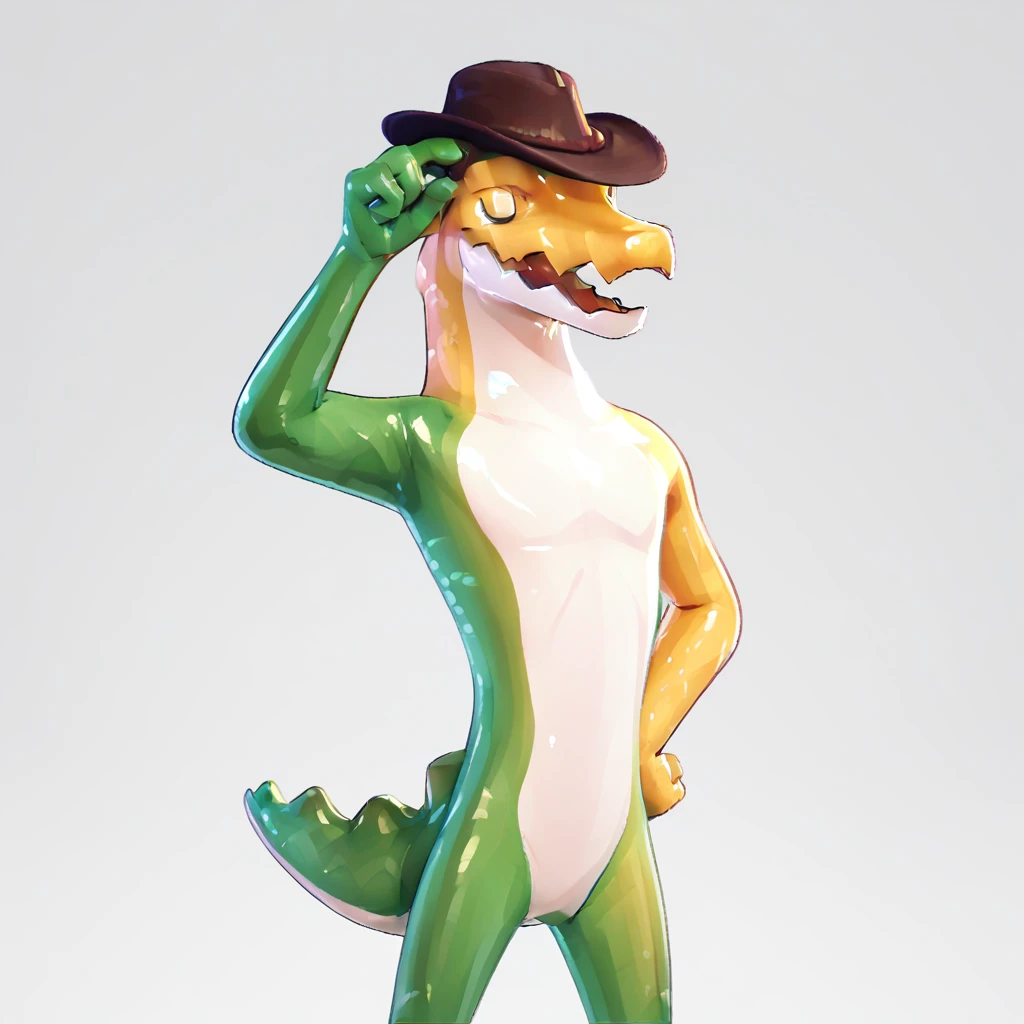 (source_furry, source_cartoon, score_9, score_8_up, score_7_up:1), solo male, gummigoo, standing, looking at viewer, open mouth, simple background, white background, 3d