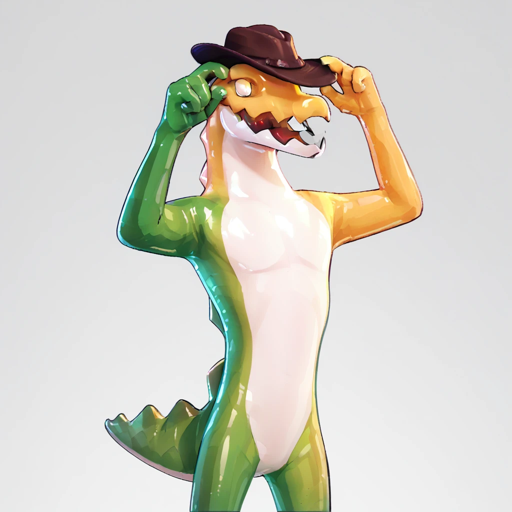 (source_furry, source_cartoon, score_9, score_8_up, score_7_up:1), solo male, gummigoo, standing, looking at viewer, open mouth, simple background, white background, 3d