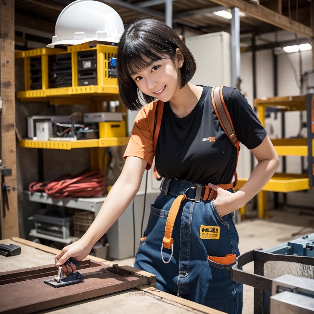 - **name**: Naomi Sakura(Sakura Naomi)
- **age**: 28 years old - **Profession**: Electrical worker - **Appearance**: with short cut black hair、With a bright and cheerful expression、Wearing work clothes。Always wear a helmet and tool belt。
- **character**: Diligent and serious。Being a team player、I have strong opinions。Curious about new technologies。
- **background**: I've been interested in machines since I was a .、After graduating from technical high school、I chose to become an electrician。Now、I work for a local electrical contractor.、They repair and install electrical equipment for homes and businesses.。
- **skill**: Indoor Electrical Wiring、Fire equipment construction - **hobby**: DIY、Electronic work、Motorcycle touring。
- **Special Notes**: Active in a workplace with few women、Have a friendly attitude towards providing guidance to juniors and apprentices。When working with the reliable Knicks waist tool, we use a face that has never been produced by Seeart before.