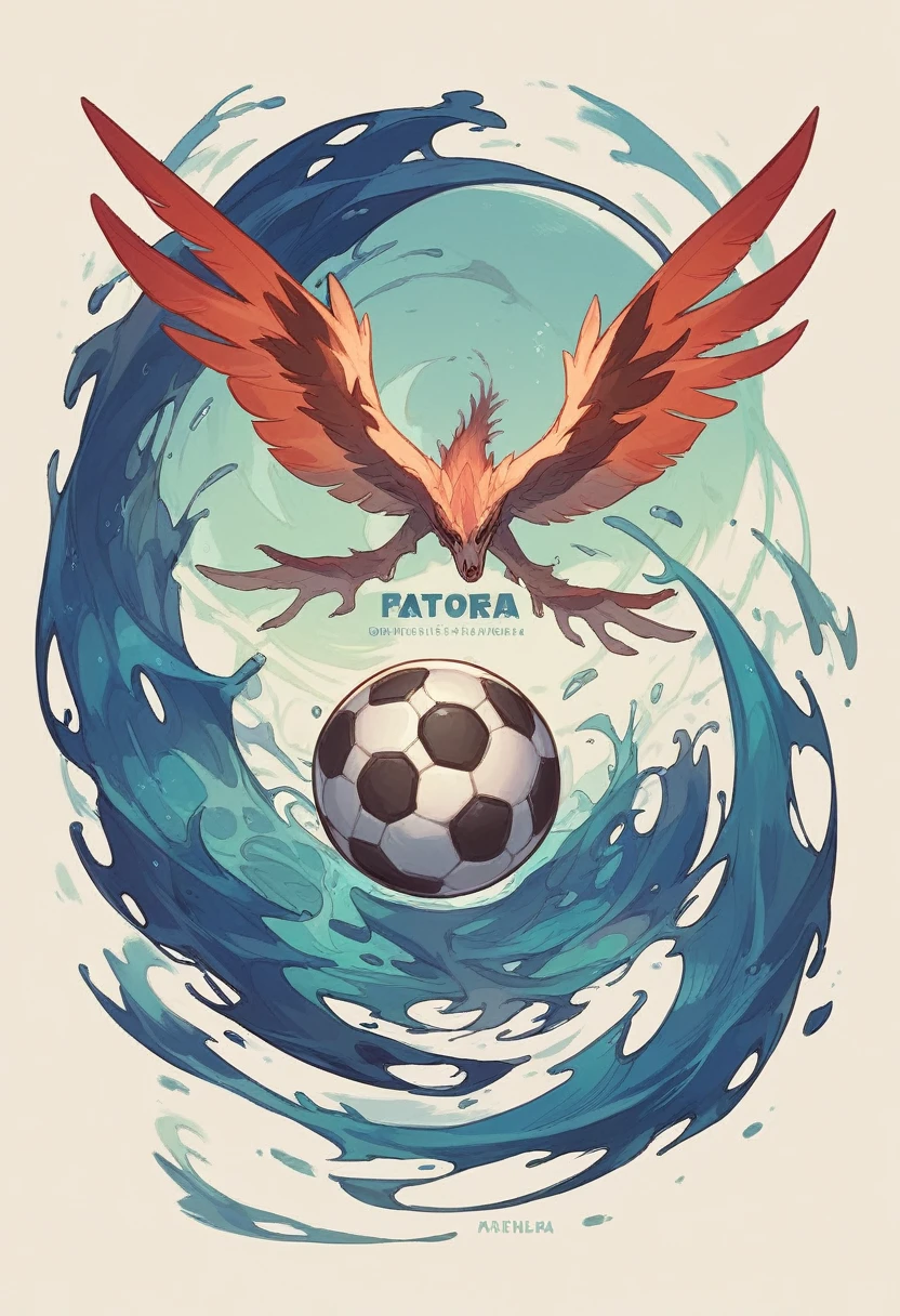 A soccer logo with a ball and a drop of water