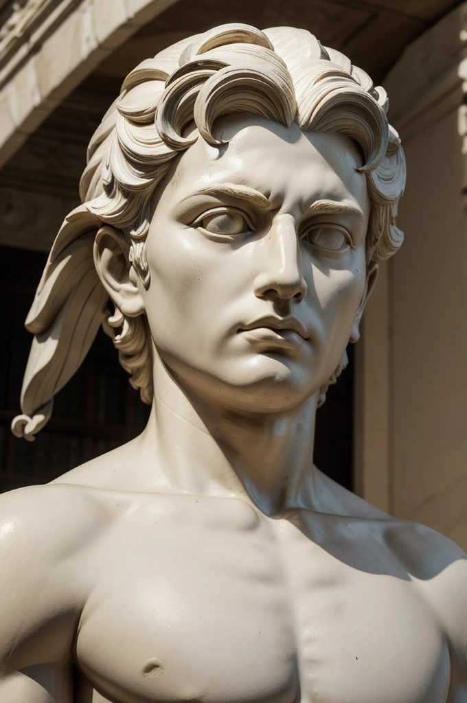 fine-detailed, create a Roman sculpture of a philosopher