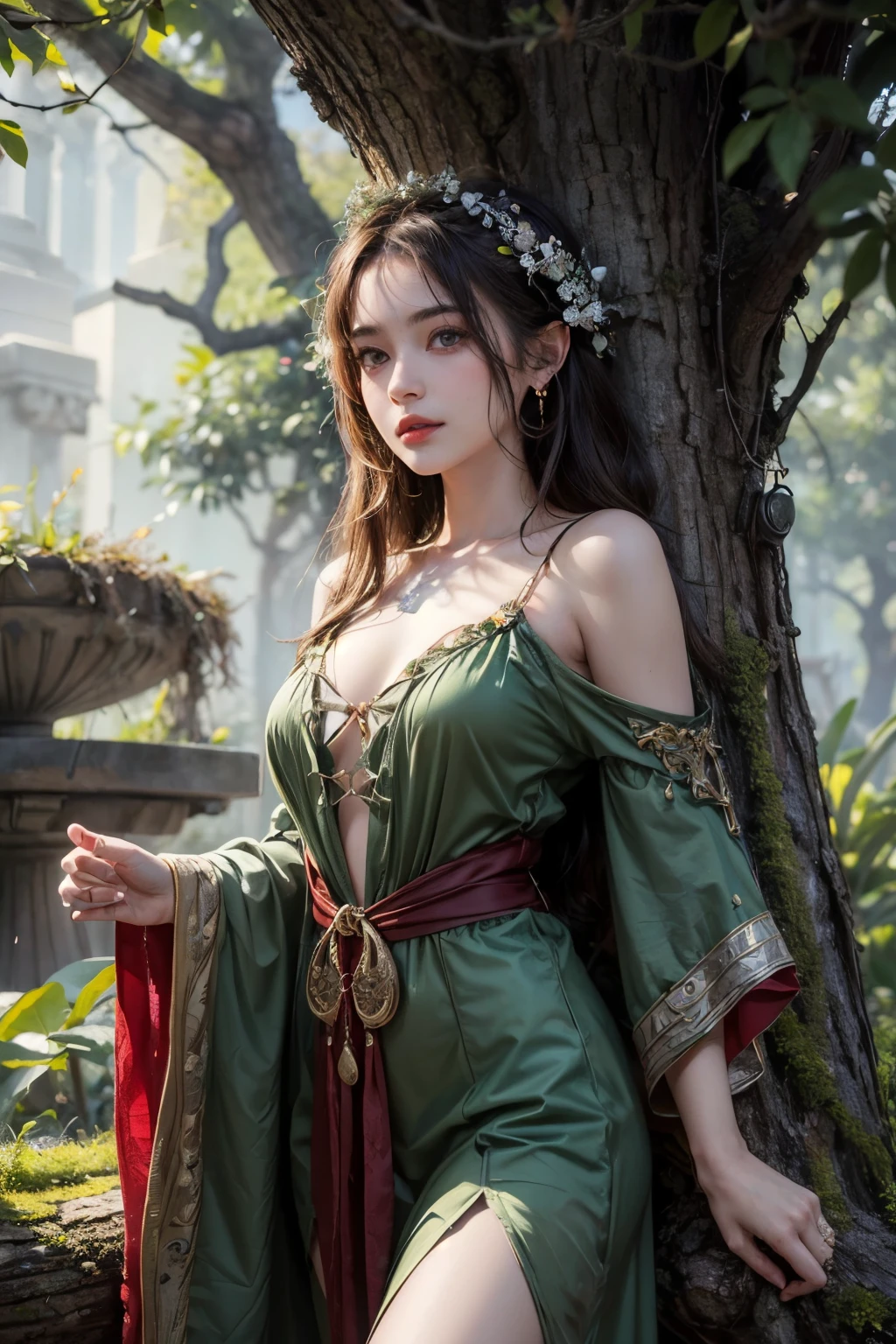 1 female, Mr...々Hairstyle,, big Ass ,Large Breasts,Plump,Sunburn,big ,
The spirit of the earth、Has a solid and calm atmosphere、Its appearance symbolizes the strength of nature and the stability of the earth.。Her hair is dark brown and green.、Like tree branches and leaves、The ivy entwines around it, making it feel like a part of nature.。The eyes are deep green or brown.、It contains the deep wisdom and calm of the earth.、Gives comfort to the viewer。Her skin is a warm olive color reminiscent of the earth.、You can feel the strength of nature inside.。
•clothing:
Her outfit is、The design is based on natural materials that evoke the image of the earth and plants.、Mainly brown and green。The dress is decorated with leaves and flowers.、Decorated with vines、The design is one with nature。Heavy fabrics and leather、Wearing clothes made from natural fibers、It symbolizes her stability and the power of the earth.。Also、The costume spreads out like lush plants.、It's as if nature itself shapes her clothes.。
•accessory:
For accessories、Nuts and flowers、Many natural designs using stones、The necklaces and bracelets are made with stones and crystals that contain the power of the earth.。In her hair、Decorated with flower crowns and leaf headdresses、Enhances the harmony and beauty of nature。
• Pause:
She controls the earth、Poses that create giant rocks and plants from the ground,、The powerful figure that shakes the earth is depicted.。In the background、Wide-open forests and mountains々、A tree with deep roots々etc. are drawn、Her strength and strength、And the design shows respect for nature.。