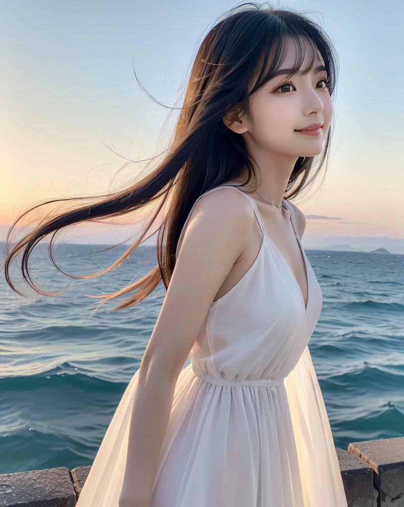 Japanese female, a lot of details, (underweight), detailed black hair, beautiful detailed hair, super fucking beautiful, delicate beautiful face, complex details beautiful and delicate eyes, perfect hands, (flat chest best quality:1.5), perfect and delicate limbs, detailed skin, best quality, ultra-detailed,(cheerful grin:1.3),
sky, (cloud texture:1.5), (floating:1.4), sit in the air, (light red floating dress), in the clouds, full body shot, low angle shot