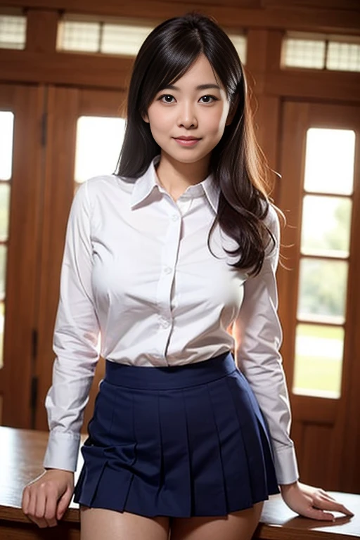 (masterpiece:1.2, top-quality), (realistic, photorealistic:1.4), beautiful illustration, (natural side lighting, movie lighting), nsfw,
looking at viewer, 1 girl, japanese, high school girl, perfect face, cute and symmetrical face, shiny skin,
(long hair:1.5, straight hair:1.4, grey hair), hair between eyes, purple eyes, glowing eyes, big eyes, long eye lasher, (medium breasts), slender,
beautiful hair, beautiful face, beautiful detailed eyes, beautiful clavicle, beautiful body, beautiful chest, beautiful thigh, beautiful legs, beautiful fingers,
((JP , white collared shirts, navy pleated mini skirt)),
(beautiful scenery), evening, (school),, standing, (lovely smile, upper eyes),