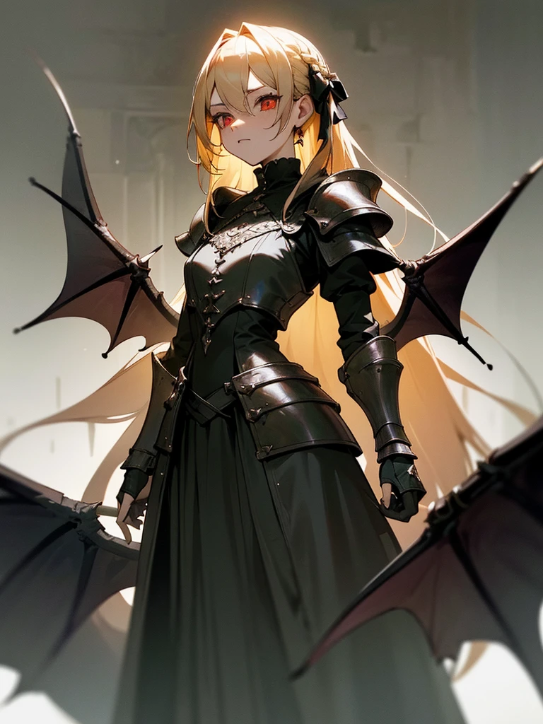 # Script: AI-Generated Art - Gothic Dark Souls-Inspired Woman with Dragon Eyes and Wings
**Objective:**
Create an AI-generated image of a woman with specific features and attire, inspired by the Gothic style of the Dark Souls series.
**Character Description:**
- **Gender:** Female
- **Hair:** Long blonde hair, tied back
- **Eyes:** Red, dragon-like
- **Dragon Features:** Small wings
- **Attire:** Medieval armor
- **Style:** Gothic, similar to Dark Souls aesthetics
**Steps:**
1. **Gather Reference Images:**
- Collect images of medieval armor from the Dark Souls series.
- Find examples of blonde hair tied back.
- Look for images of red, dragon-like eyes and small dragon wings.
- Compile Gothic art references to understand the desired aesthetic.
2. **Character Design:**
- **Hair:** Design the long blonde hair tied back, ensuring it looks natural and flows realistically.
- **Eyes:** Create piercing red eyes with elongated pupils to give a dragon-like appearance.
- **Dragon Features:** Add small, subtle dragon wings that look natural on her back.
- **Armor:** Design medieval armor with intricate Gothic patterns and dark tones, appearing worn and battle-scarred.
- **Overall Style:** Use dark, muted colors with high contrasts to emphasize the Gothic style. Incorporate dark shadows and dim lighting.
3. **Pose and Composition:**
- Position the character in a dramatic pose, possibly standing or in mid-battle stance.
- Choose a dark, eerie background that complements the Gothic theme, like a ruined castle or a foggy forest.
- Use lighting to create a moody, atmospheric effect, casting shadows that highlight the character’s features and armor.
4. **AI Tools and Techniques:**
- Use AI art generation tools like DALL-E, MidJourney, or Stable Diffusion.
- Input the character description and upload reference images if the tool allows.
- Specify style preferences, focusing on Gothic and Dark Souls influences.
- Fine-tune the gene