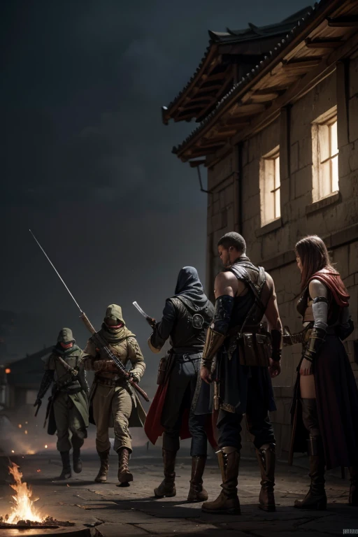 5 warriors one tank, A Magician, an assassin and the soldier without showing their faces