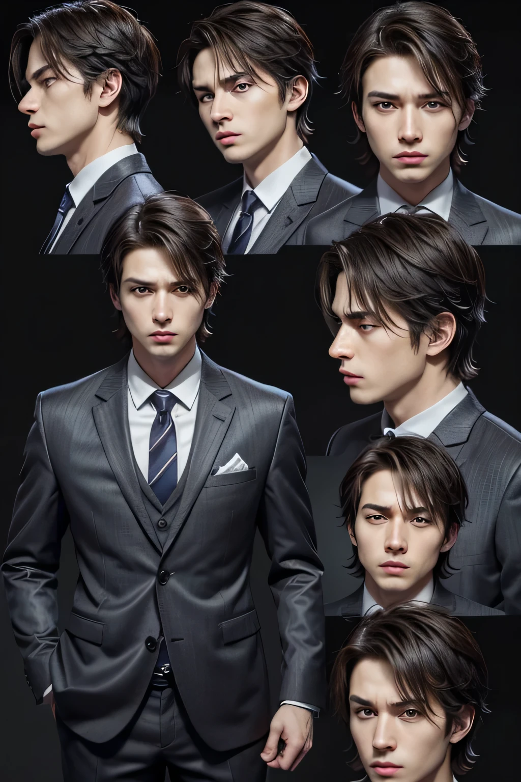 (Male office worker, anime style character, emoji pack), (male teenager, sleepless man, wearing suit:1.3),(Emoji Design Sheet),Align arrangement, Poses and Expressions, (upperbody),(black strokes, different emotions, various facial expressions), (Multiple expressions of the same character:1.6),(master part, best quality, highy detailed, High resolution illustration:1.2), (Grieving, glad, having a good time, exhausted, grande riGrievinga, vred, doubt, fluffly, wait, Haste)
