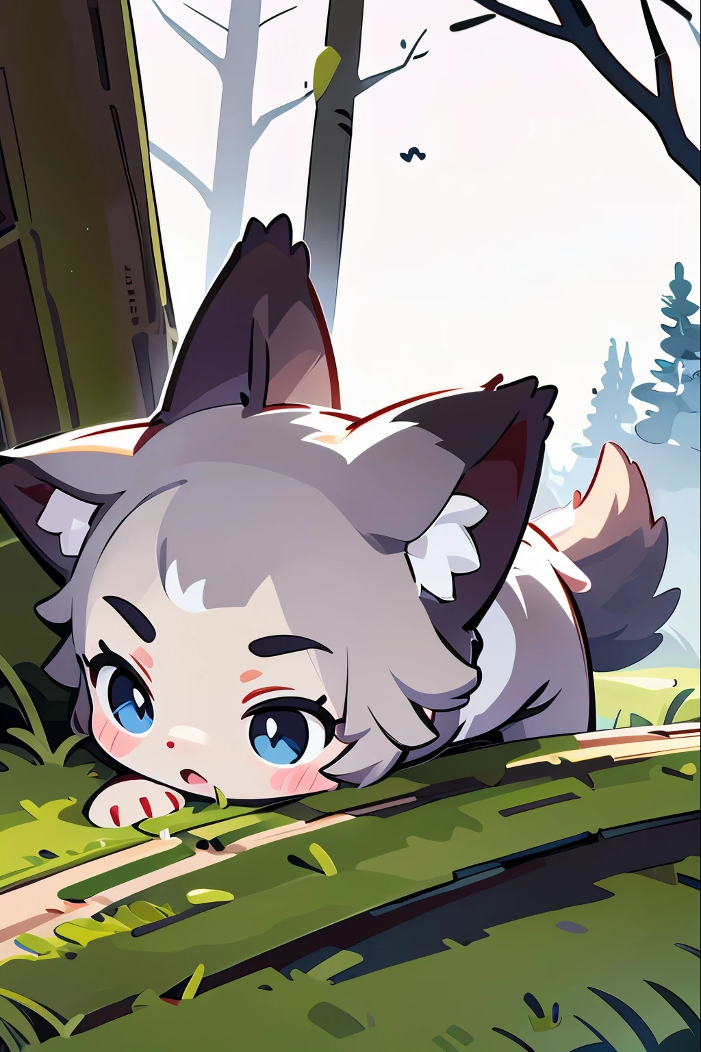 in woods、One Wolf、Aiming for prey